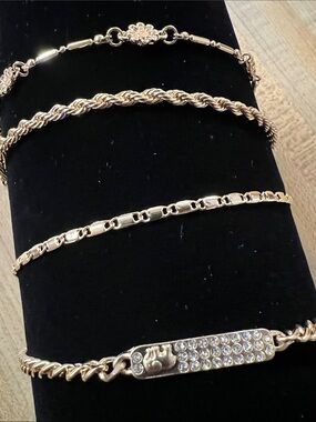 Gold-Tone Women's Bracelet Set with Pavé Accent